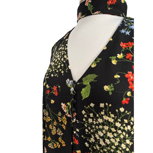 Dalia Women's 12 Whimsigoth Floral High Neck Long Sleeve Sheer Dress Boho Hippie - Picture 4 of 11